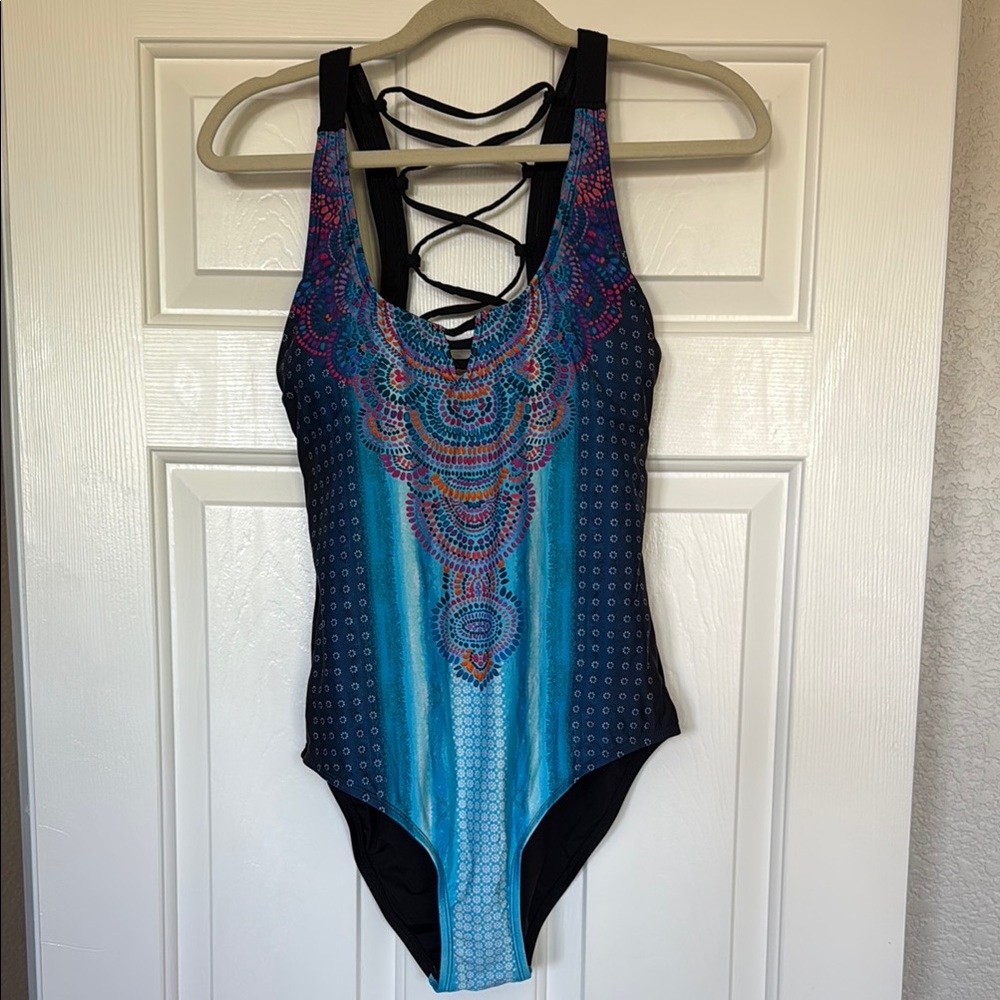 Jantzen Blue and Black One-Piece Swimsuit
